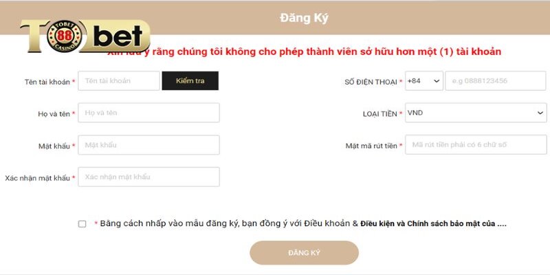 Tìm hiểu cách thức đăng ký tài khoản tại tobet88